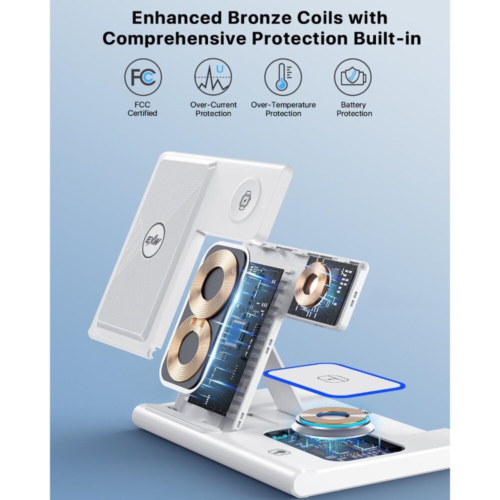 3 in 1 Wireless Charging Station for iPhone 14 13 12 11 Apple Watch 8-2 AirPods - Picture 4 of 7